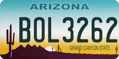 AZ license plate BOL3262