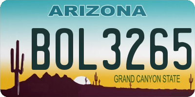 AZ license plate BOL3265