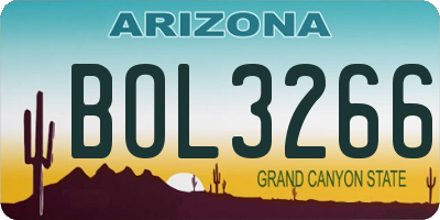 AZ license plate BOL3266