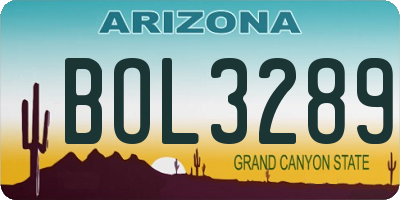 AZ license plate BOL3289