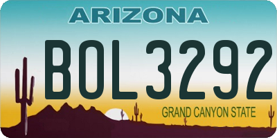 AZ license plate BOL3292