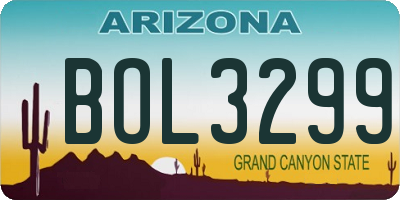 AZ license plate BOL3299