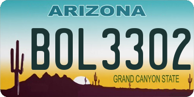 AZ license plate BOL3302