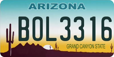 AZ license plate BOL3316