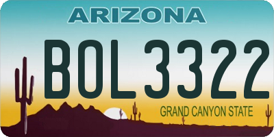 AZ license plate BOL3322