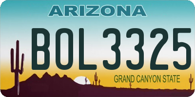 AZ license plate BOL3325