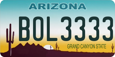 AZ license plate BOL3333