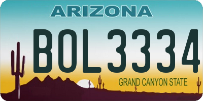 AZ license plate BOL3334
