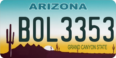 AZ license plate BOL3353