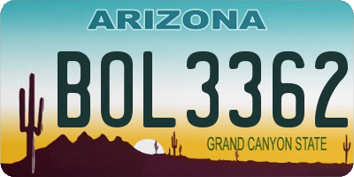 AZ license plate BOL3362