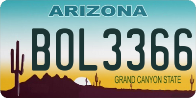 AZ license plate BOL3366