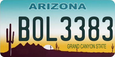 AZ license plate BOL3383