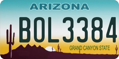 AZ license plate BOL3384