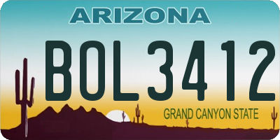 AZ license plate BOL3412