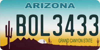 AZ license plate BOL3433