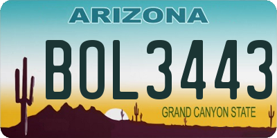 AZ license plate BOL3443