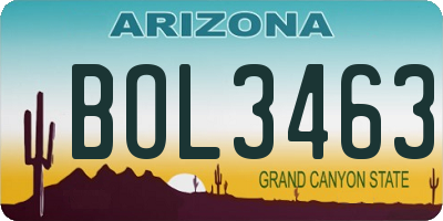 AZ license plate BOL3463