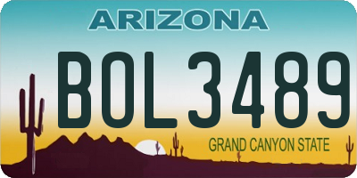 AZ license plate BOL3489