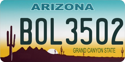 AZ license plate BOL3502