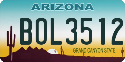 AZ license plate BOL3512