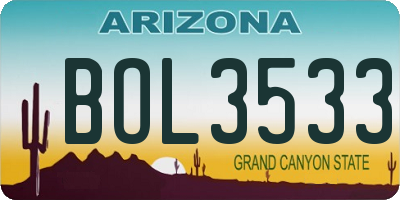 AZ license plate BOL3533