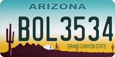 AZ license plate BOL3534