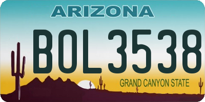 AZ license plate BOL3538