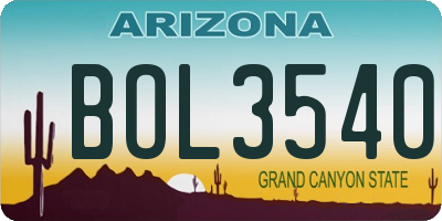 AZ license plate BOL3540