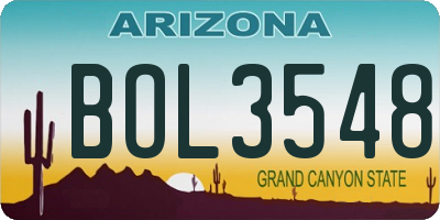 AZ license plate BOL3548