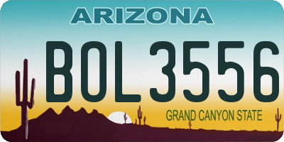 AZ license plate BOL3556