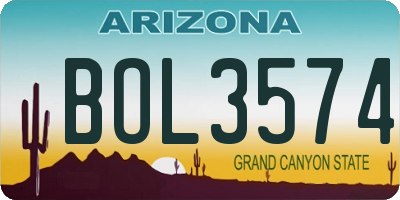 AZ license plate BOL3574