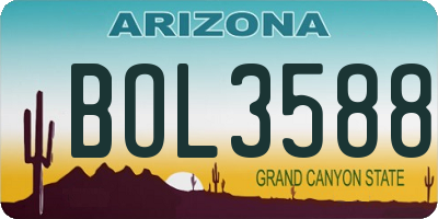 AZ license plate BOL3588