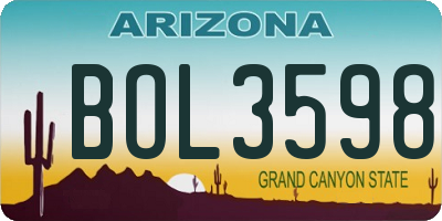 AZ license plate BOL3598