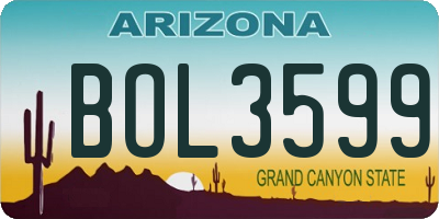 AZ license plate BOL3599
