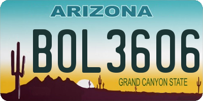 AZ license plate BOL3606
