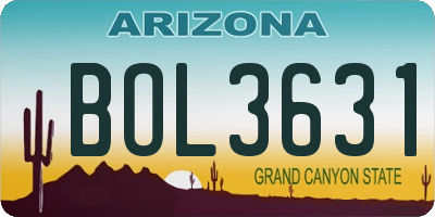 AZ license plate BOL3631