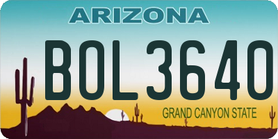 AZ license plate BOL3640