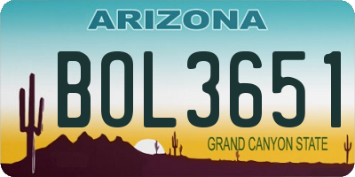 AZ license plate BOL3651