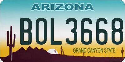 AZ license plate BOL3668