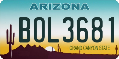 AZ license plate BOL3681