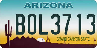 AZ license plate BOL3713