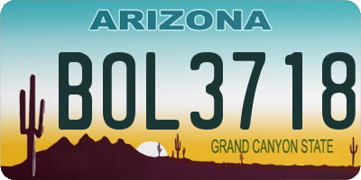 AZ license plate BOL3718