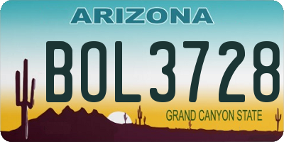 AZ license plate BOL3728