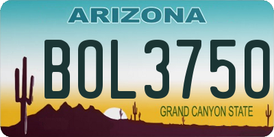 AZ license plate BOL3750