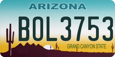 AZ license plate BOL3753