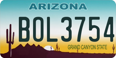 AZ license plate BOL3754