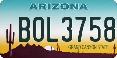AZ license plate BOL3758