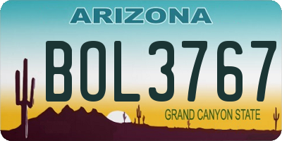 AZ license plate BOL3767