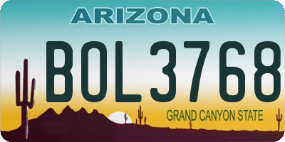 AZ license plate BOL3768