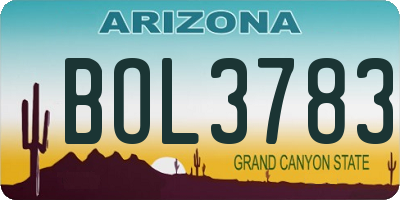 AZ license plate BOL3783